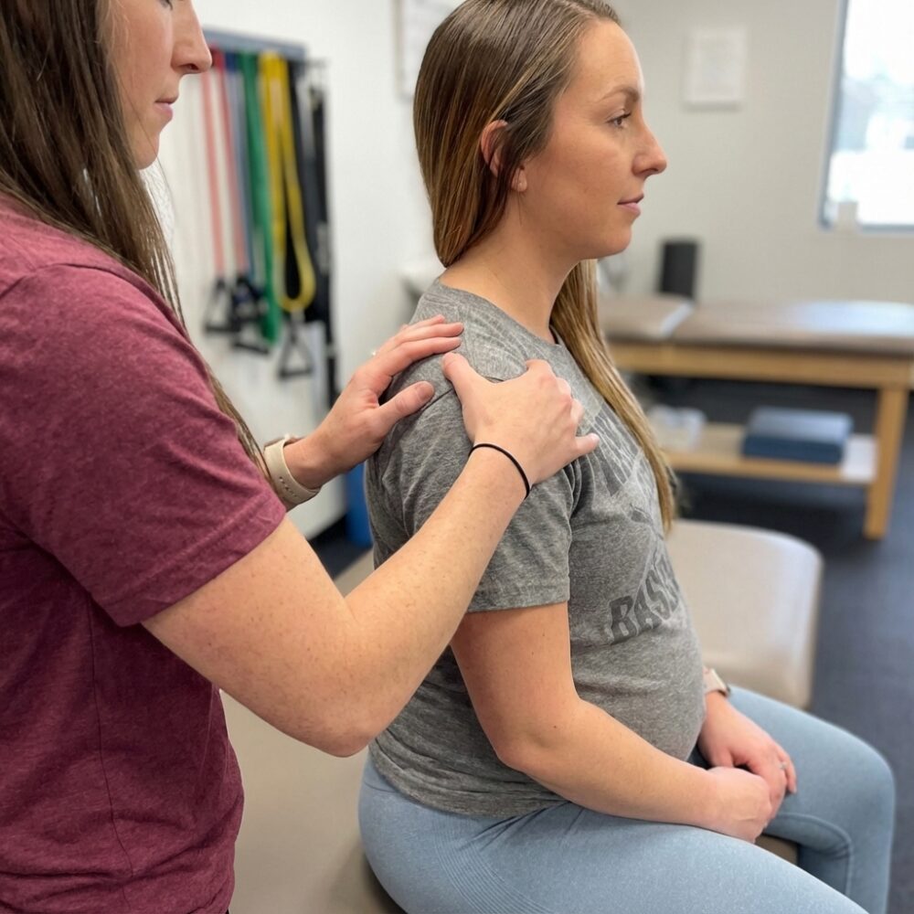 Patient working with a provider at a performance physical therapy clinic in High Bridge